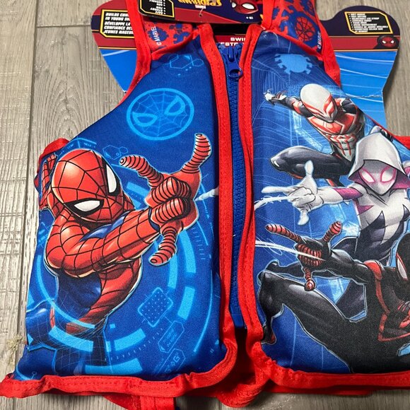 Marvel Spiderman Kids Life Jacket Swim Vest Jacket Pool Float 40-55lb M/L - Picture 2 of 4